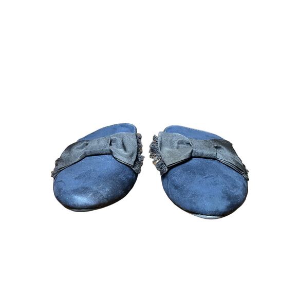 LC Lauren Conrad Navy Suede Bow Mules Size 7 Slip-On Flats Business Casual work - Picture 7 of 9